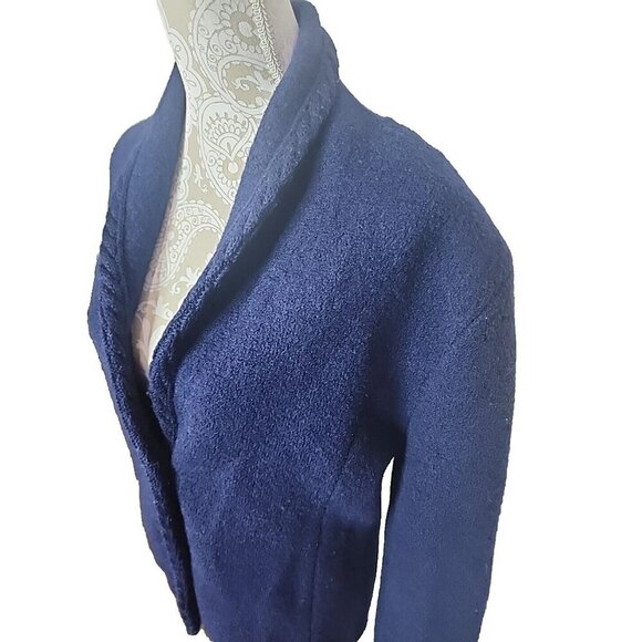 Talbots Blue Wool Knit Blazer 3 Button Jacket Women's 12 - Picture 4 of 11